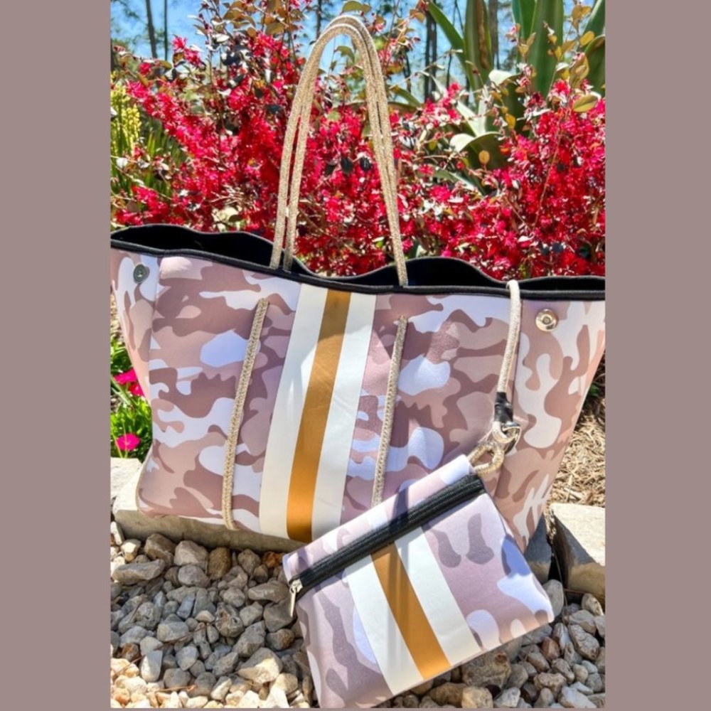 Natural Camo Neoprene Tote Bag - Picture 1 of 10